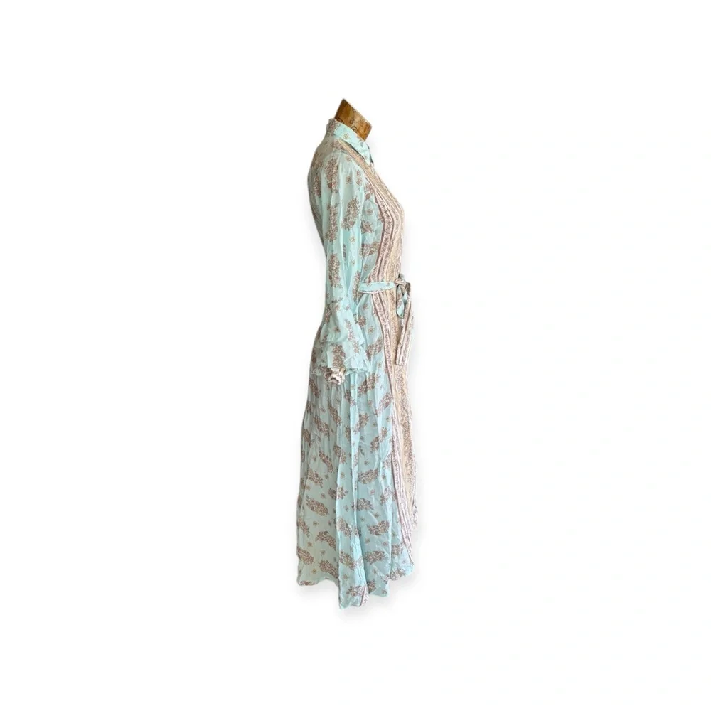 AURA maxi dress blue cream chic floral pastels - Picture 5 of 13